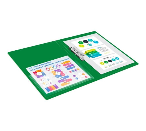 Папка с зажимом Бюрократ, A4, 16 мм, 700 мкм, внутренний и торцевой карман, зеленая