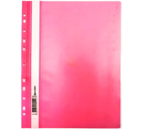 Папка-скоросшиватель Brauberg с перфорацией, А4, 180 мкм, розовая