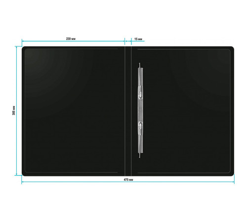 Папка-скоросшиватель с пружинным механизмом Бюрократ, А4, 500 мкм, торц. наклейка, черная