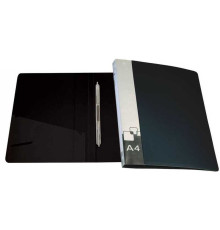 Папка-скоросшиватель с пружинным механизмом БЮРОКРАТ, А4 , внутренний карман, черная