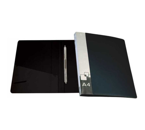 Папка-скоросшиватель с пружинным механизмом БЮРОКРАТ, А4 , внутренний карман, черная