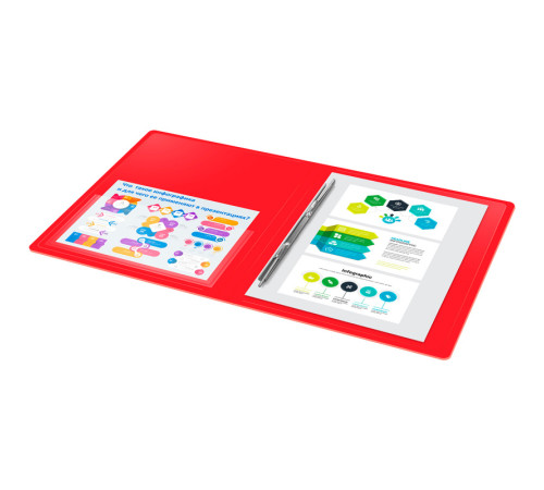 Папка-скоросшиватель с пружинным механизмом БЮРОКРАТ, А4 , внутренний карман, красная