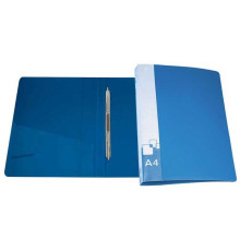 Папка-скоросшиватель с пружинным механизмом БЮРОКРАТ, А4 , внутренний карман, синяя