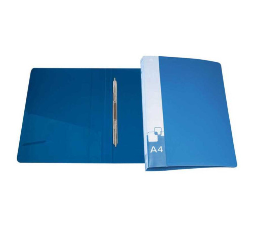 Папка-скоросшиватель с пружинным механизмом БЮРОКРАТ, А4 , внутренний карман, синяя