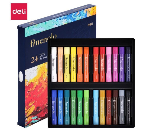 Пастель масляная DELI "Finenolo", 24 цвета, картон
