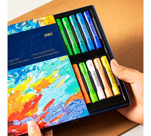 Пастель масляная DELI "Finenolo", 24 цвета, картон