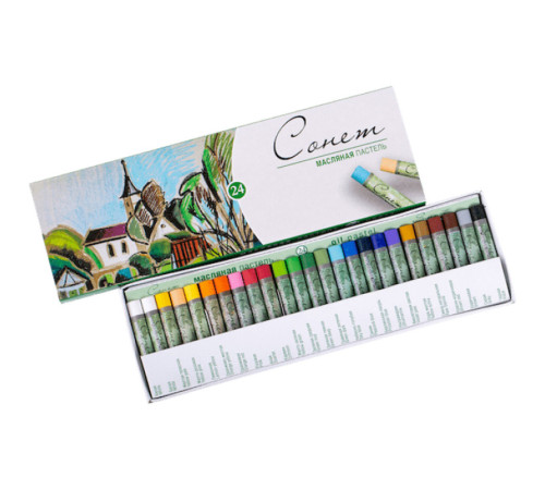 Пастель масляная ЗХК "Сонет", 24 цвета, картон
