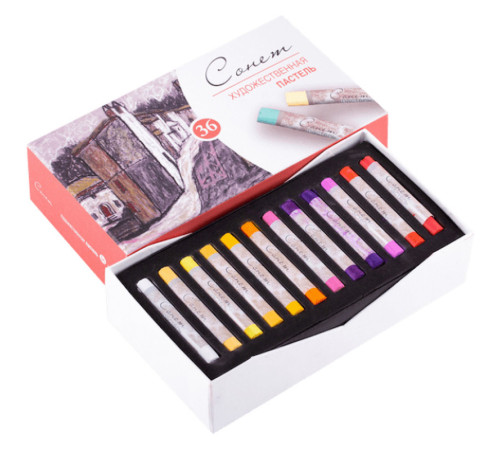 Пастель сухая ЗХК "Сонет", художественная, 36 цветов, картон