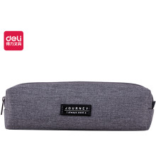 Пенал 1 отделение Deli, 190х50х50 мм, на молнии, серый