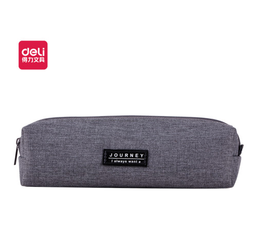 Пенал 1 отделение Deli, 190х50х50 мм, на молнии, серый