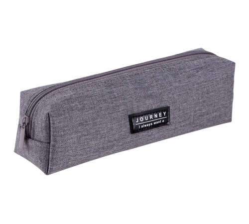 Пенал 1 отделение Deli, 190х50х50 мм, на молнии, серый