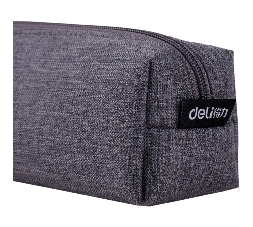 Пенал 1 отделение Deli, 190х50х50 мм, на молнии, серый