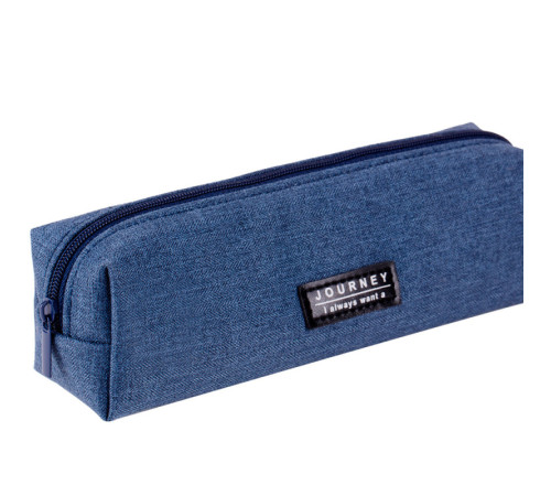Пенал 1 отделение Deli, 190х50х50 мм, на молнии, синий