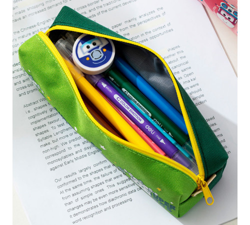 Пенал 1 отделение Deli, 190х55х50 мм, на молнии, ассорти