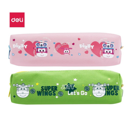 Пенал 1 отделение Deli, 190х55х50 мм, на молнии, ассорти