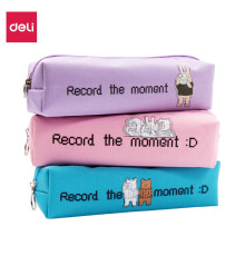 Пенал 1 отделение Deli, 210х60х60 мм, на молнии, ассорти