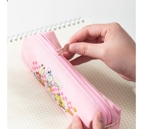 Пенал 1 отделение Deli "SpongeBob", 200х55х50 мм, на молнии, ассорти