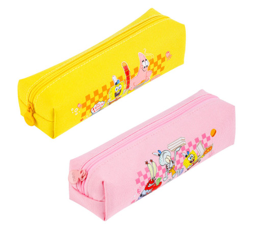 Пенал 1 отделение Deli "SpongeBob", 200х55х50 мм, на молнии, ассорти