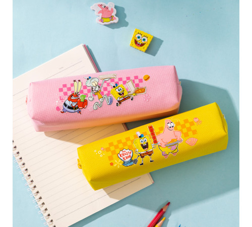 Пенал 1 отделение Deli "SpongeBob", 200х55х50 мм, на молнии, ассорти