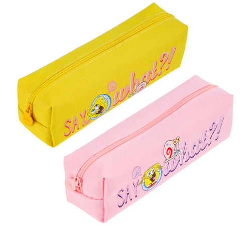 Пенал 1 отделение Deli "SpongeBob", 210х60х60 мм, на молнии, ассорти