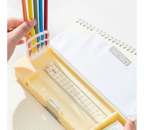 Пенал  2-х сторонний Deli "SpongeBob" + точилка, 235х80х30 мм, пластик, ассорти