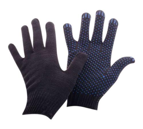 Перчатки х/б OfficeClean, эконом, 10 класс, с точечным ПВХ-покрытием, 4 нитки, черные