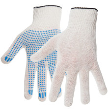 Перчатки х/б OfficeClean, эконом, 3 класс, с точечным ПВХ-покрытием, 4 нитки, белые