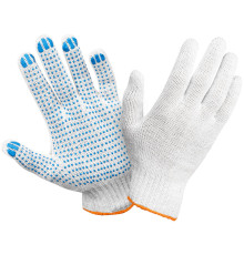Перчатки х/б OfficeClean, профи, 7 класс, с точечным ПВХ-покрытием, 6 нитей, белые