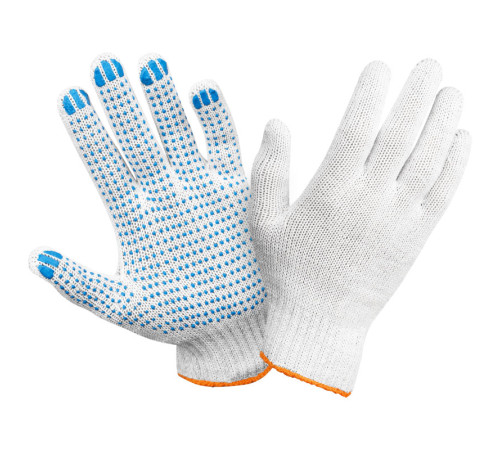 Перчатки х/б OfficeClean, профи, 7 класс, с точечным ПВХ-покрытием, 6 нитей, белые