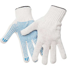 Перчатки х/б OfficeClean,  стандарт, с точечным ПВХ-покрытием, 4 нитки, белые