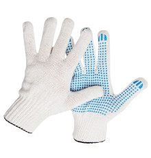 Перчатки х/б OfficeClean,  стандарт, с точечным ПВХ-покрытием, 4 нитки, белые