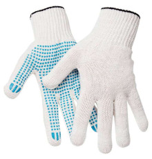 Перчатки х/б OfficeClean, стандарт, с точечным ПВХ-покрытием, 5 ниток, белые