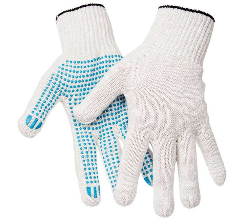 Перчатки х/б OfficeClean, стандарт, с точечным ПВХ-покрытием, 5 ниток, белые