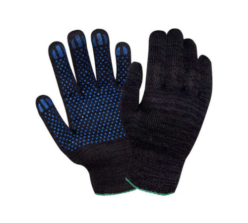 Перчатки х/б с точечным ПВХ-покрытием (черные)