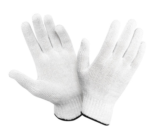Перчатки х/б Vega, 7,5 класс, без покрытия, 4 нити, белые