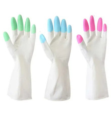 Перчатки латексные гелевые (плотные), бело-зеленые, размер L