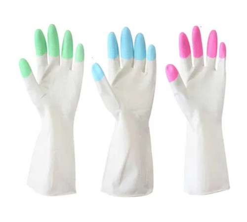 Перчатки латексные гелевые (плотные), бело-зеленые, размер L