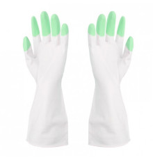Перчатки латексные гелевые (плотные), бело-зеленые,размер M