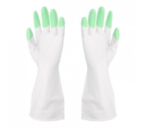Перчатки латексные гелевые (плотные), бело-зеленые,размер M