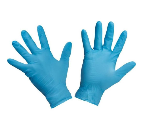 Перчатки нитриловые одноразовые, размер М, 100 штук в упаковке, синие