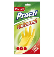 Перчатки резиновые Paclan  Practic, Universal, желтые, M