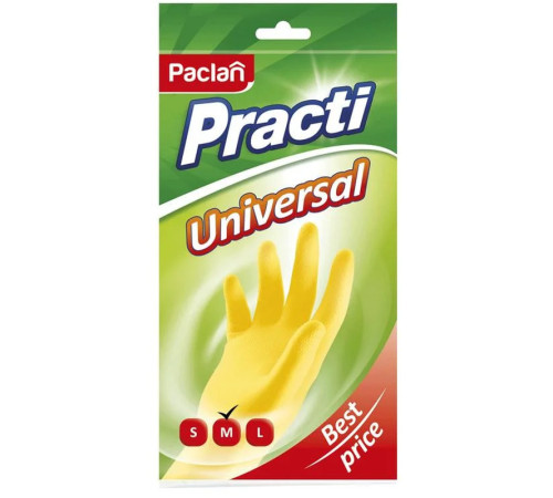 Перчатки резиновые Paclan  Practic, Universal, желтые, M