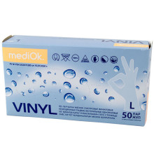 Перчатки виниловые MediOk, неопудренные, 50 пар/уп, размер L