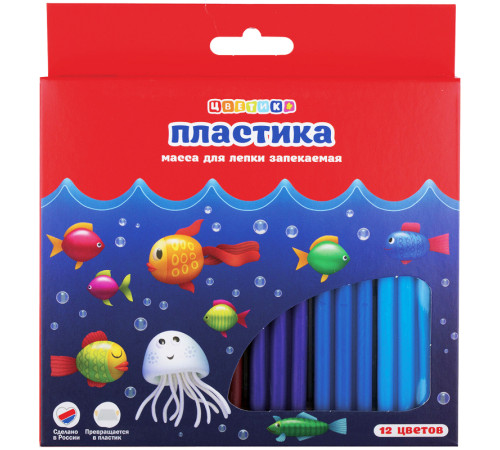 Пластика "Цветик", набор полимерной глины для лепки, 12 цветов, 240 гр.