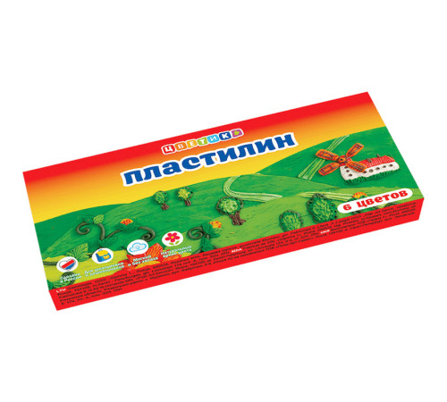 Пластика "Цветик", набор полимерной глины для лепки, 6 цветов, 120 гр.