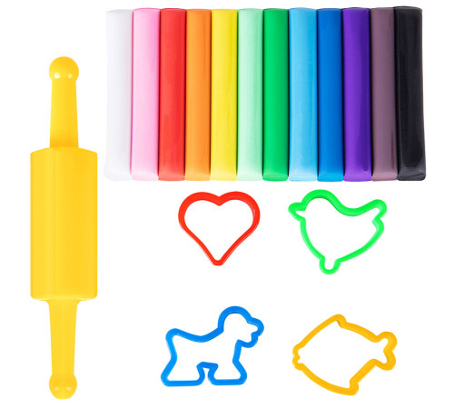 Пластилин Deli Dough 12 цветов, 160 гр., блистер с европодвесом