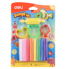 Пластилин Deli Dough 8 цветов, 100 гр., блистер с европодвесом