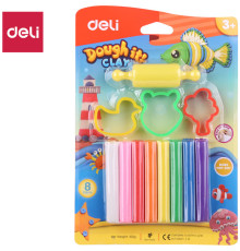 Пластилин Deli Dough 8 цветов, 100 гр., блистер с европодвесом