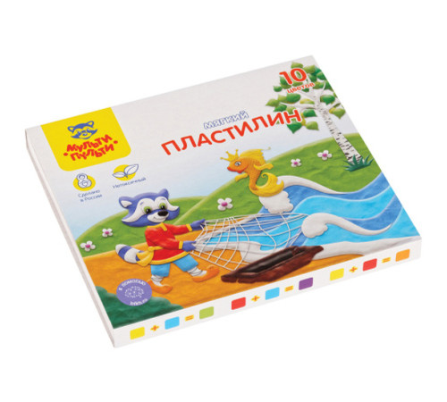 Пластилин Мульти-Пульти "Енот в сказке" 10 цветов, 120 гр., со стеком, картон