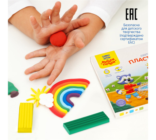 Пластилин Мульти-Пульти "Енот в сказке" 10 цветов, 120 гр., со стеком, картон